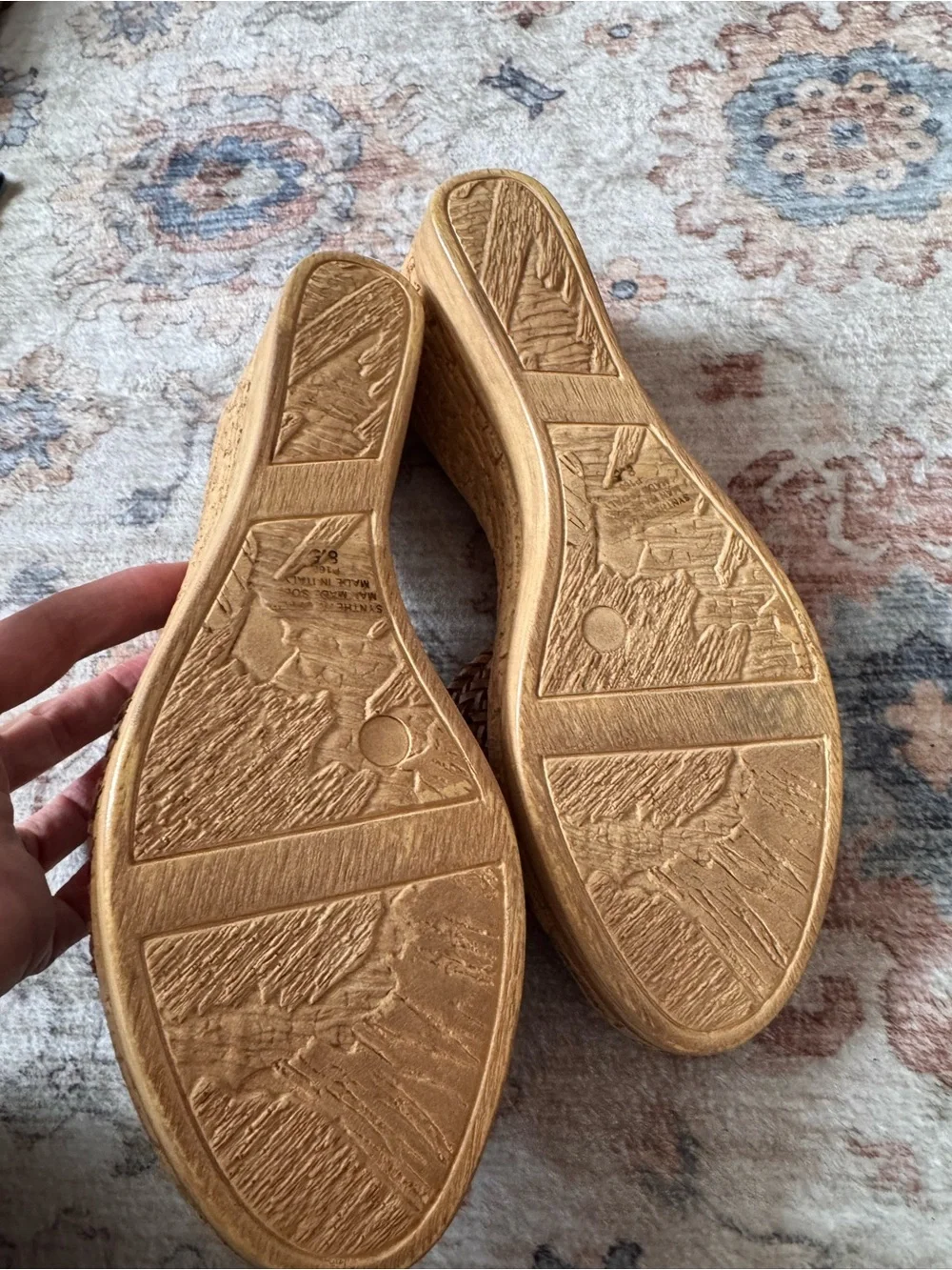A. Giannetti made in Italy Tan Woven Slide Wedge Sandals